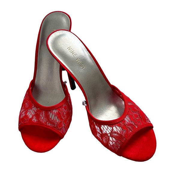 Nine West Shoes - Nine West Y2K Women's Red Lace Mules Size 9.5